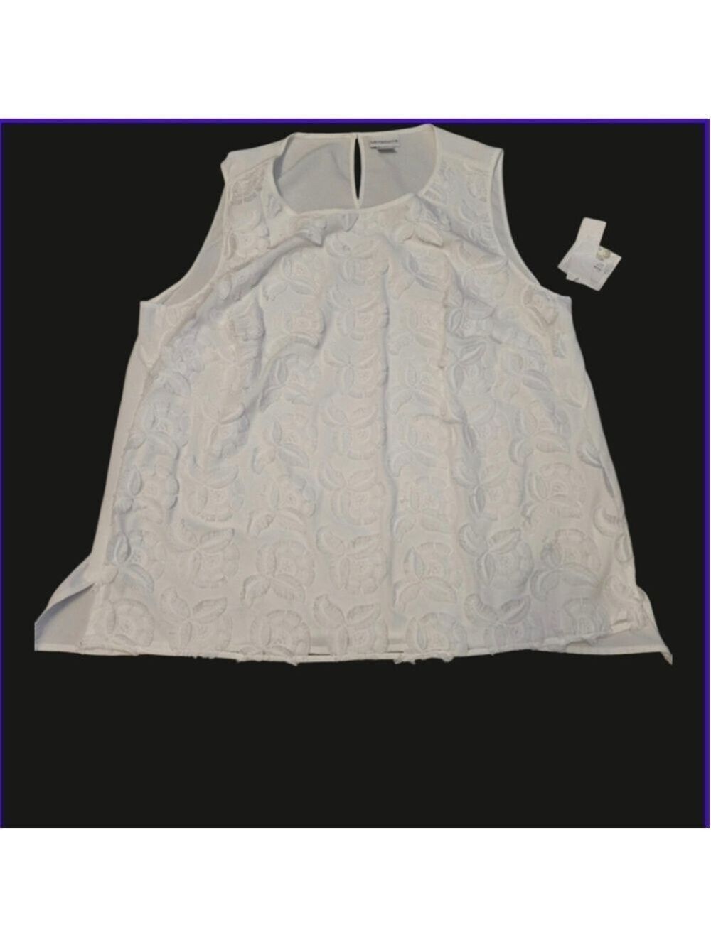NWT Liz Claiborne White Size 1X Textured Sleeveless Blouse